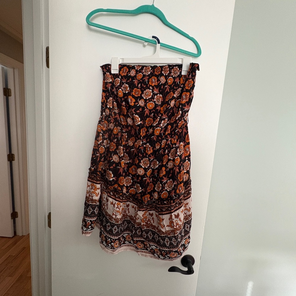 Floral Print Women's Strapless Dress
